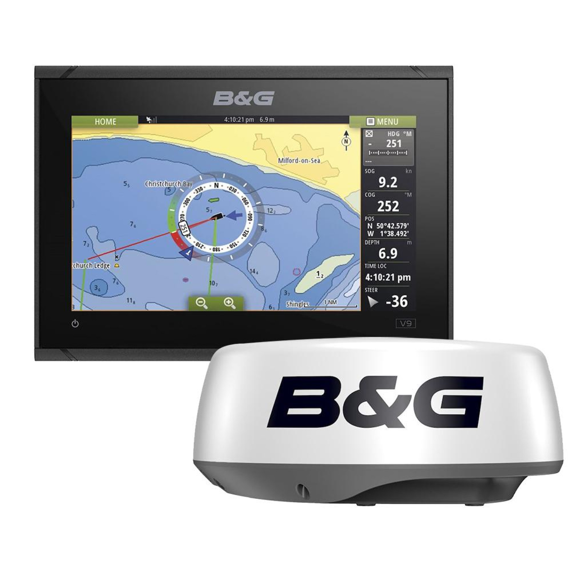 B&G Vulcan 9 FS 9-Inch Multifunction Sailing Chartplotter with HALO20 Radar