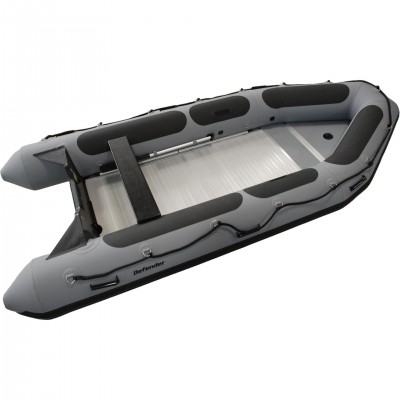 Defender 430 Aluminum Floor Inflatable Boat 14'1" Heavy-Duty PVC - Grey 2025 Edition