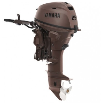Yamaha - 25hp - Four Stroke Outboard - Tiller Handle - Electric & Manual Start - 15" Shaft - Matte Brown - F25SWHC3